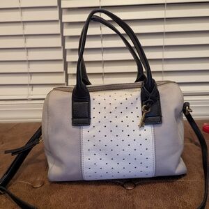 Fossil Sydney Satchel handbag in grey and white